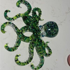 Green Glass Octopus Sculpture